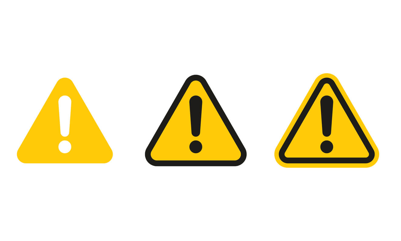 Set of triangle caution icons.