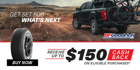 Up to $150 cash back on eligible BFGoodrich tyres
