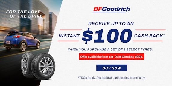 Get up to $100 cashback on select BFGoodrich tyres