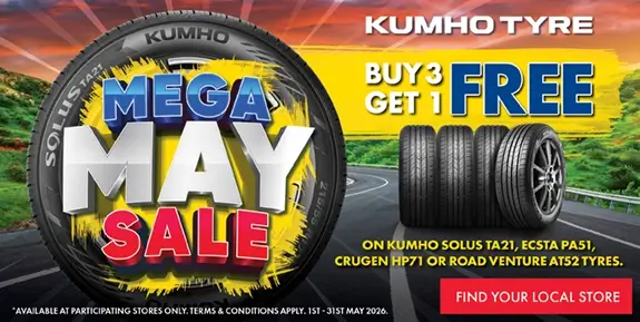 Promo for a 443 tyre sale, large side-on tyre with words 
