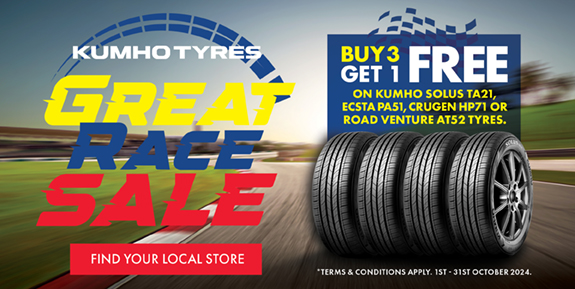 Buy 3, Get 1 Free on select Kumho tyres